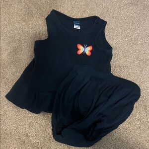 Navy Sleeveless Top and Shorts Set with Butterfly